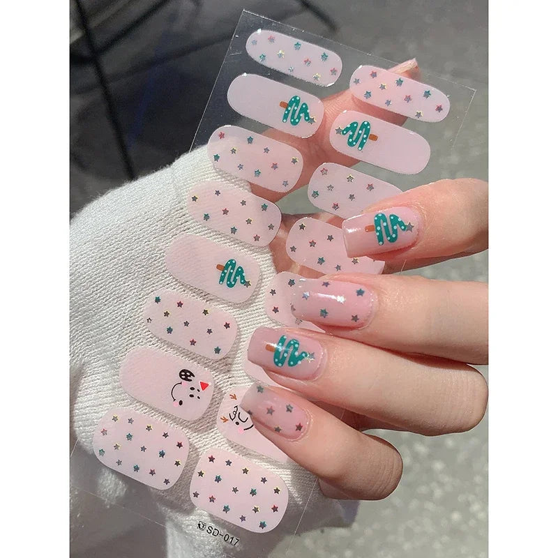 Christmas Nail Sticker and Holiday Gel Wrap for Winter Party Decorations