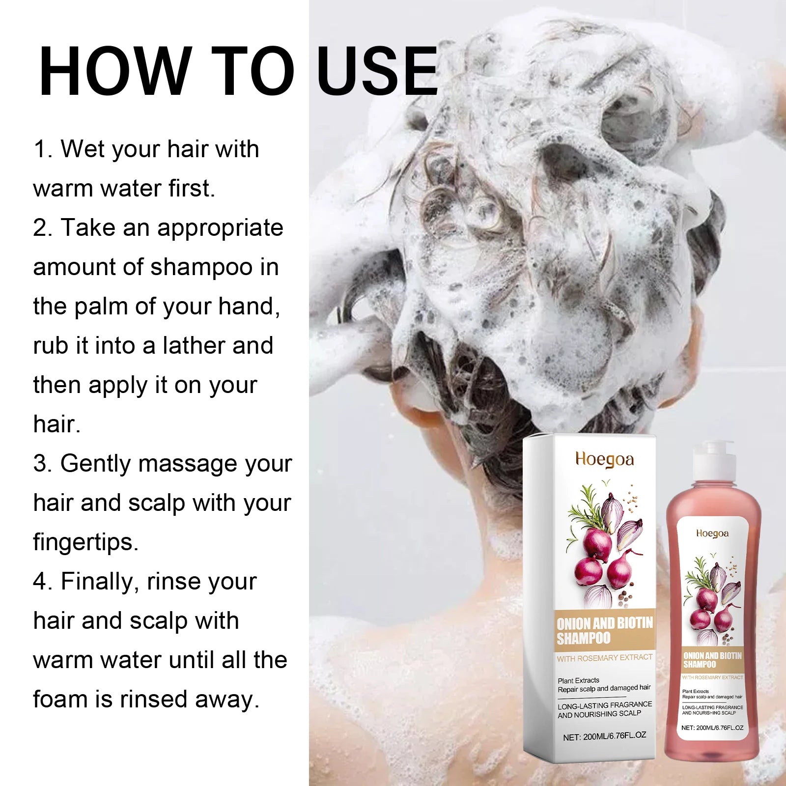 Onion and Biotin Shampoo and Hair Repair Cleanser for Damaged Hair Scalp Care - 10