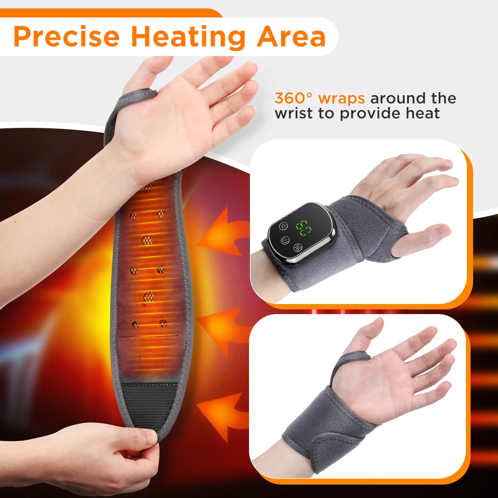 Heated Wrist Brace and Vibration Massager for Daily Relief and Office Comfort - 8
