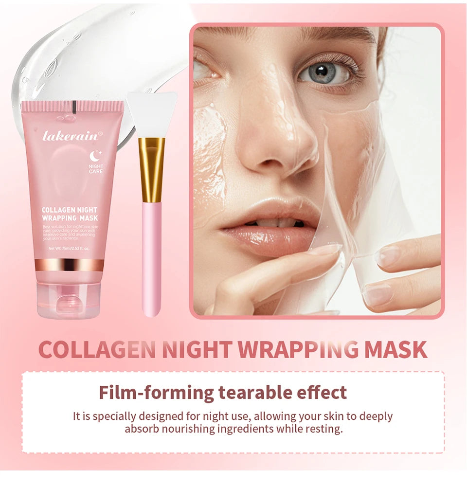 Collagen Night Wrapping Mask and Peel Off Facial Treatment for Overnight Repair - 10
