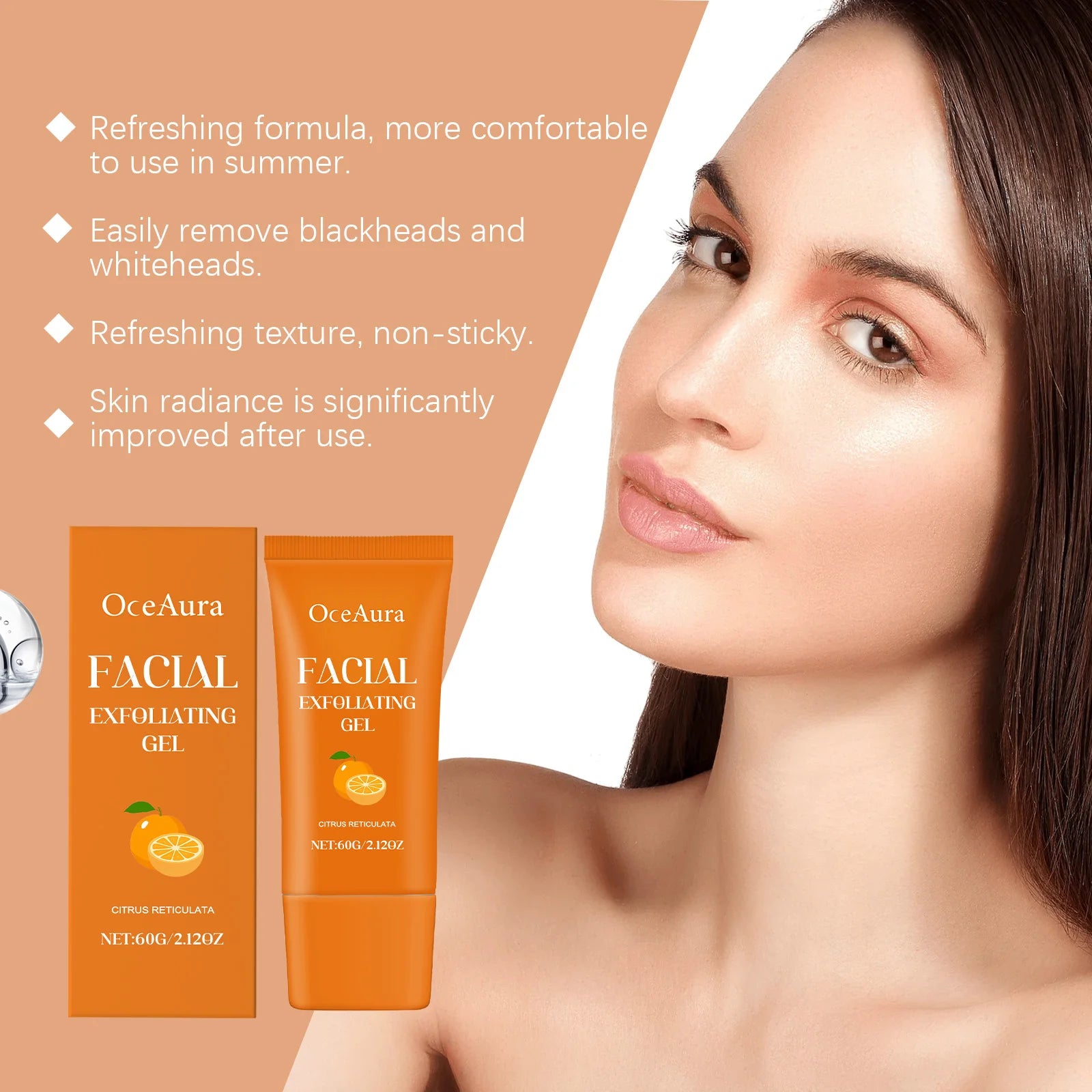 Orange Exfoliating Gel and Facial Scrub Cleanser for Brightening Dull Skin - 10