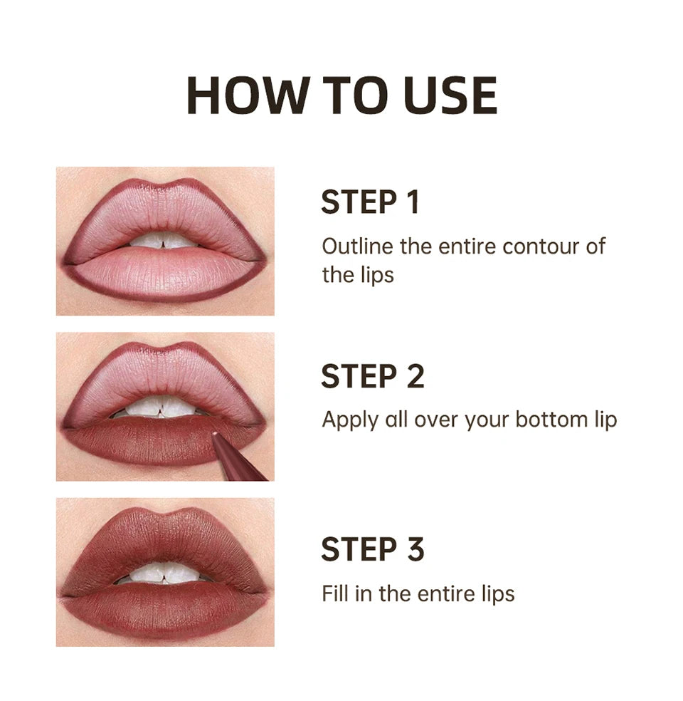 Matte Lip Liner and Lipstick Pen for Long Lasting Waterproof Daily Makeup Look - 12