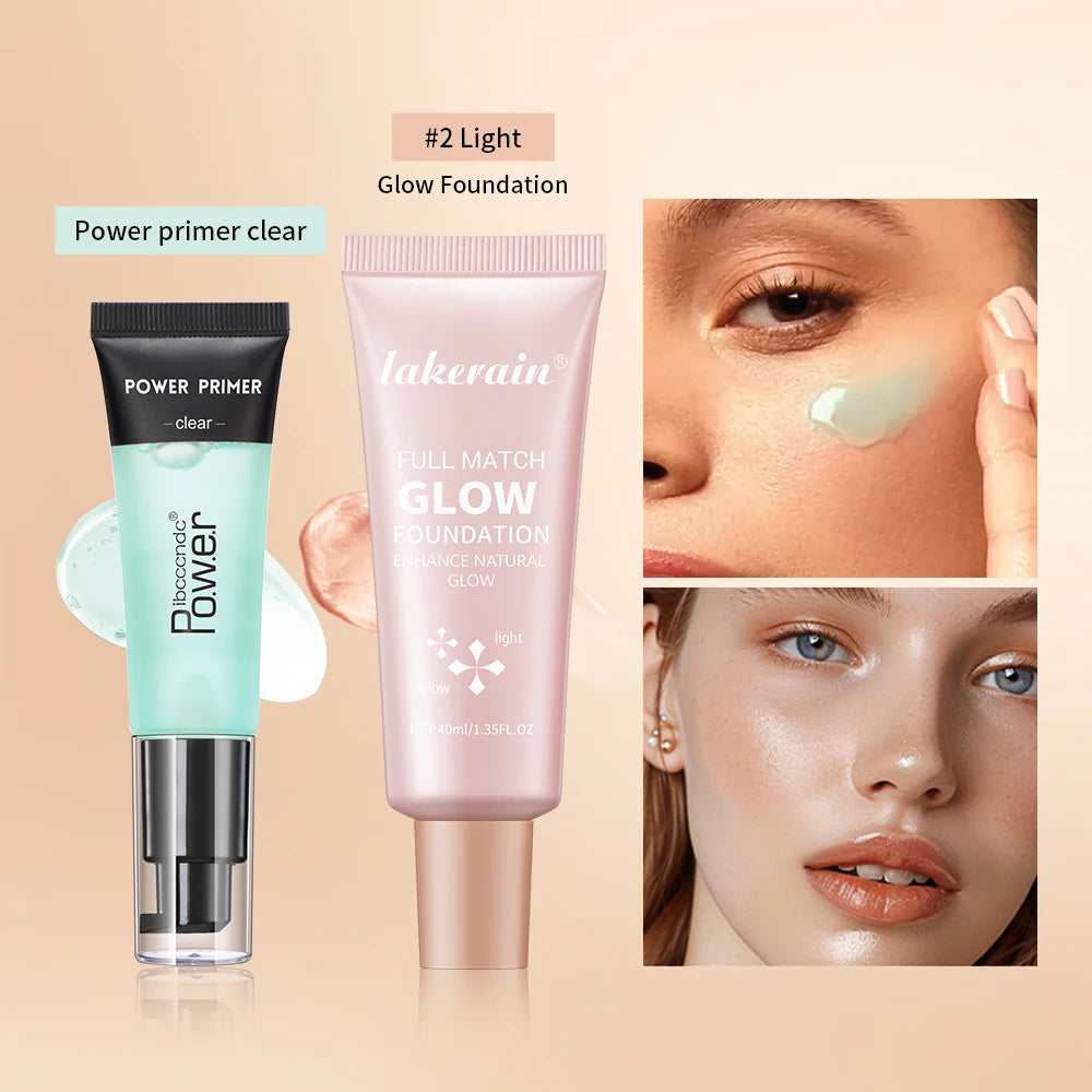 Powder Grip Primer and Glow Foundation Set for radiant everyday makeup looks