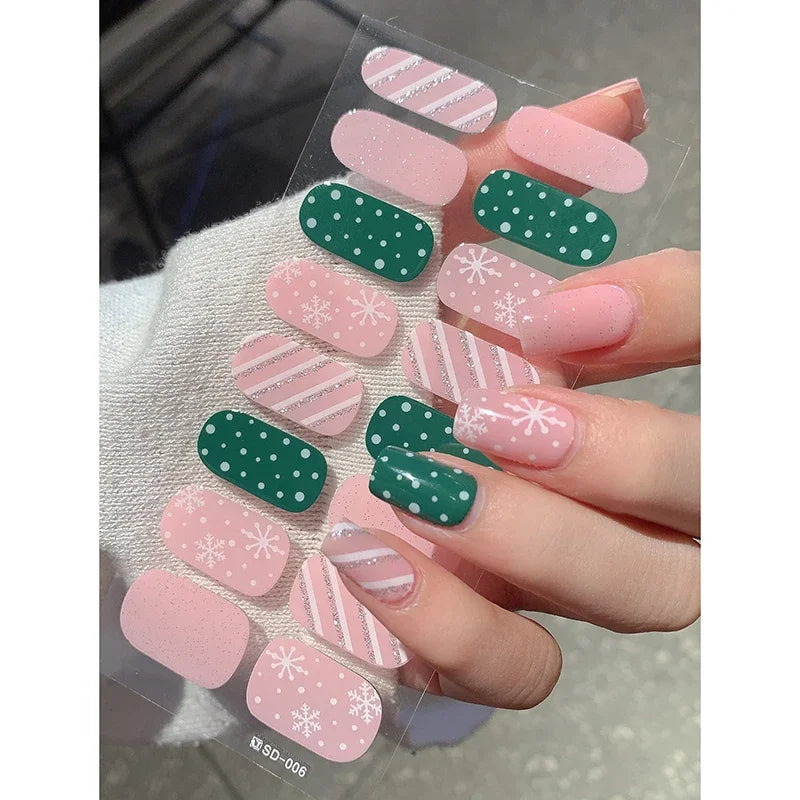 Christmas Nail Sticker and Holiday Gel Wrap for Winter Party Decorations