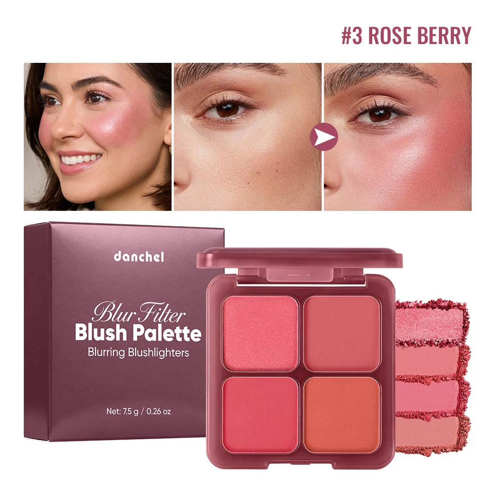 Blush Palette and Face Powder Makeup for Natural Daily Glow and Soft Focus Finish
