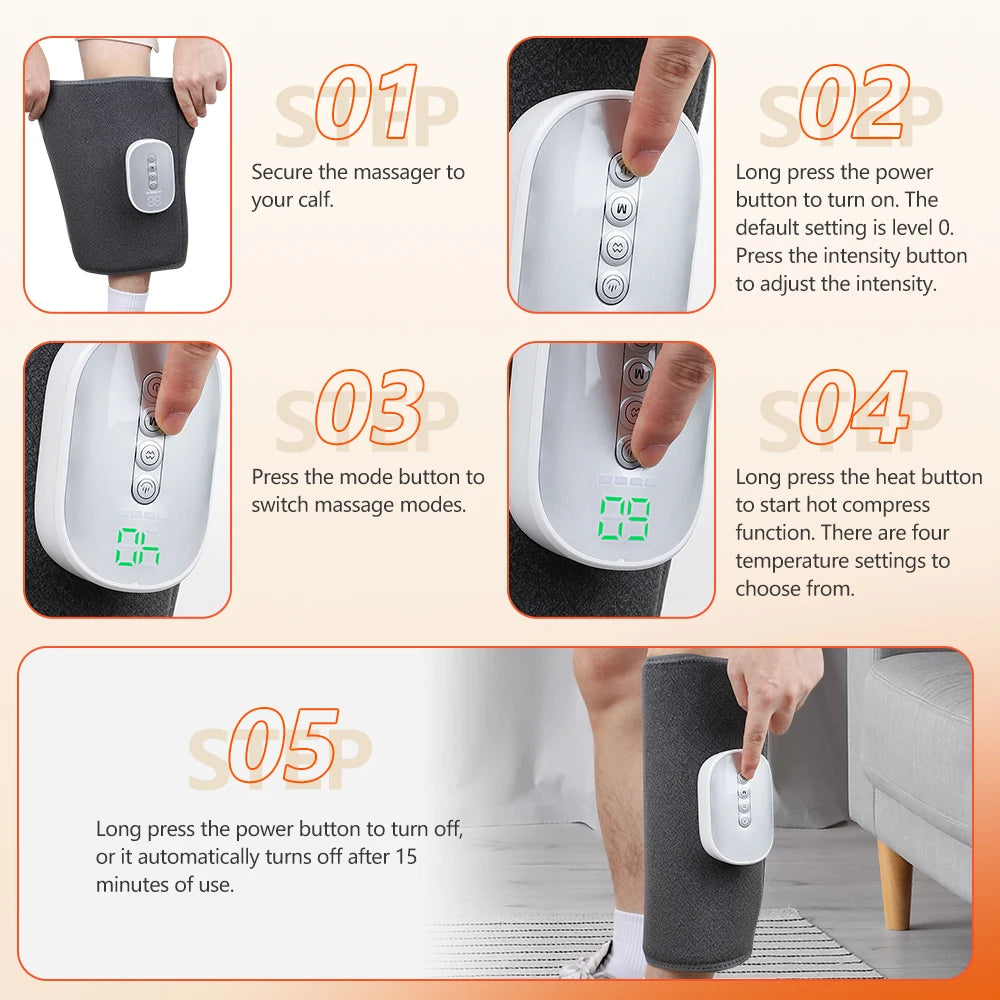 Heat Air Compression Calf Massager and Leg Recovery Wrap for Tired Muscles - 13