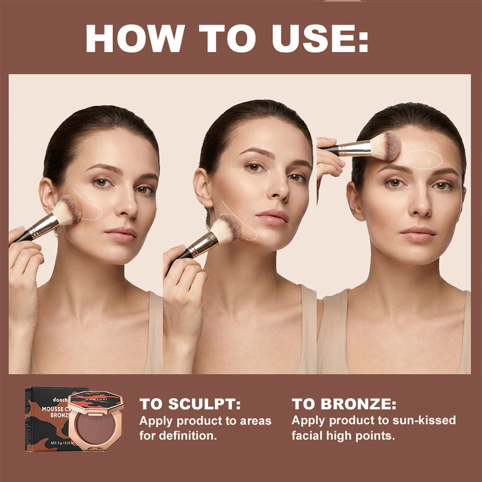 Cream Mousse Bronzer and Face Contour Makeup for Daily Sculpting and Tanning - 12