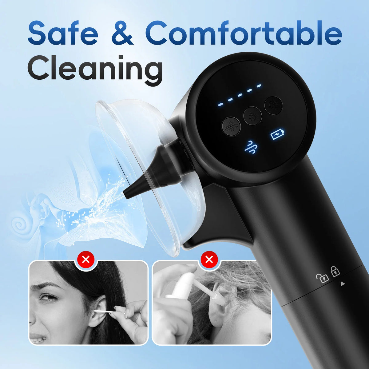 Electric Ear Wax Removal Kit and Ear Irrigation Cleaner for Safe Home Ear Care