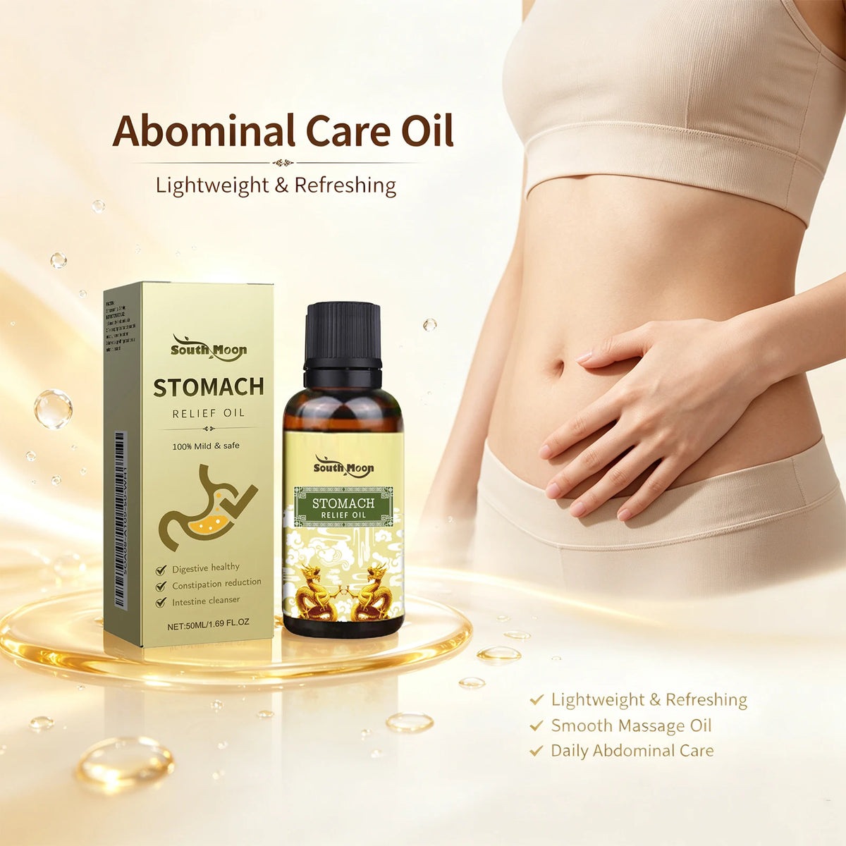 Stomach Relief Oil and Constipation Massage Oil for Daily Abdominal Skin Comfort