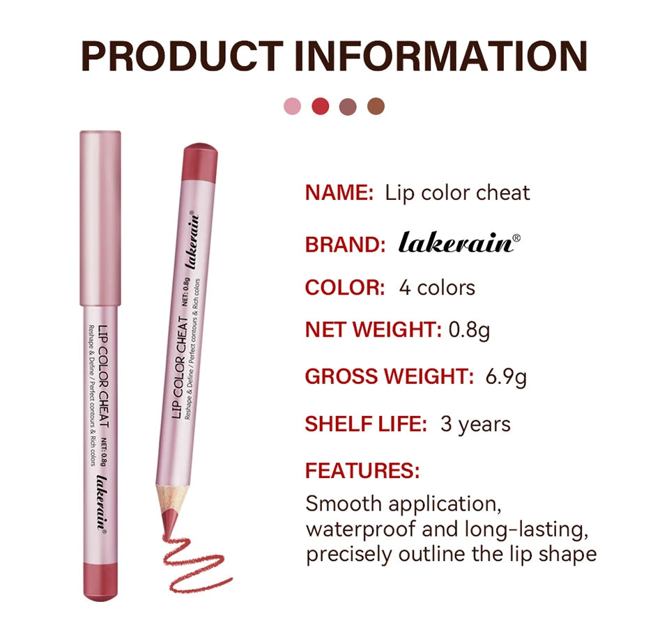 Matte Lip Liner and Waterproof Lip Contour Pencil for Defining Shapes Daily