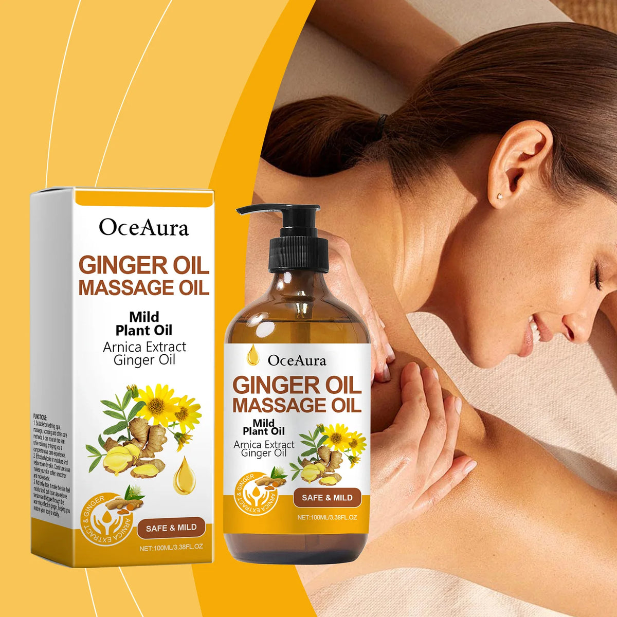 Ginger Massage Oil and Body Relaxing Essential Oil for Skin Nourishing Therapy