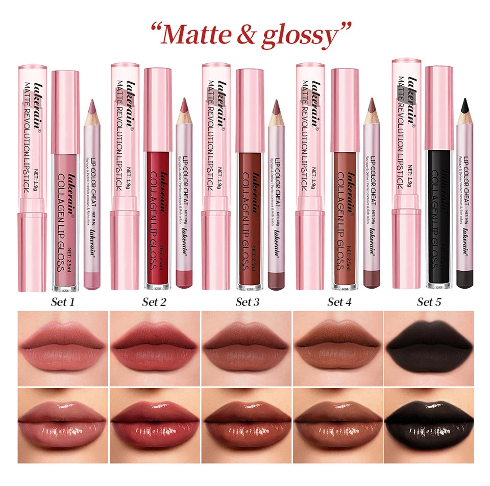 Lip Liner and Lipstick Makeup Set for Perfect Daily and Travel Lip Styling - 8