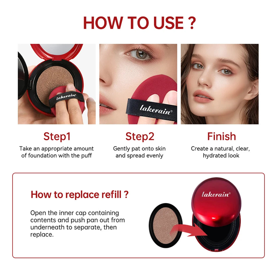 Cushion Foundation Refill and Compact Makeup for Long Lasting Daily Coverage