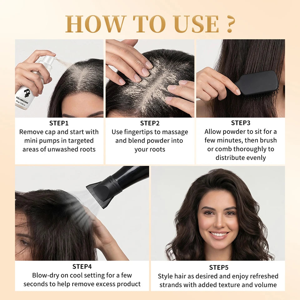 Dry Shampoo Powder and Hair Volumizing Spray for Refreshing Roots on the Go
