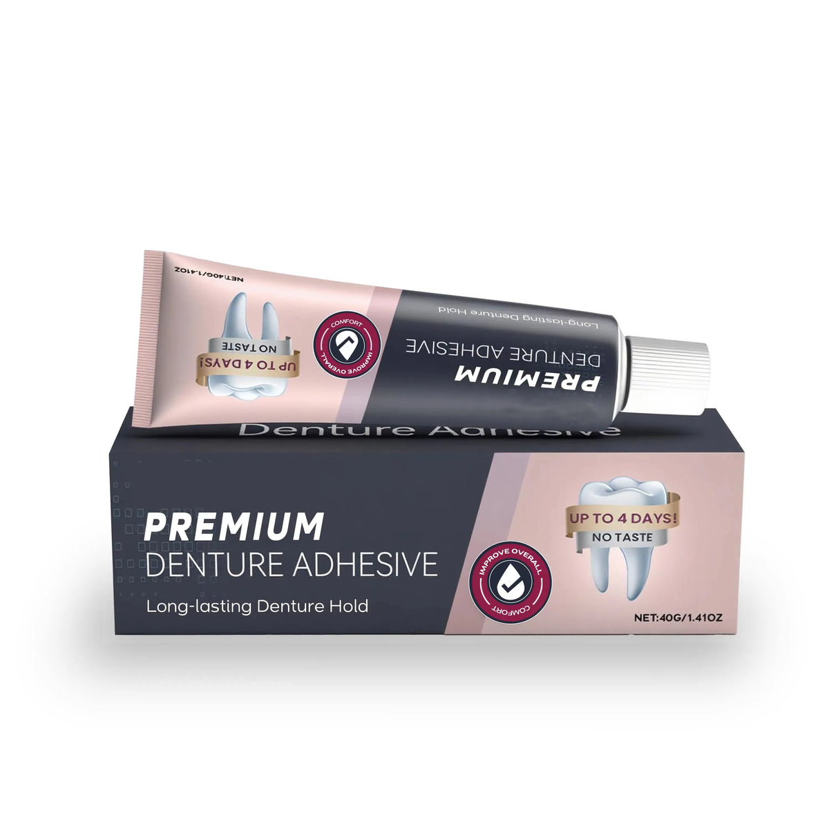 Denture Adhesive and Dental Care Gel for Secure All Day Denture Stability