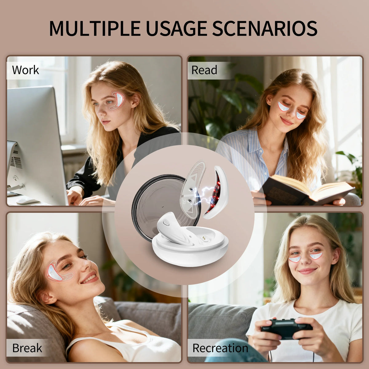 Red Light Eye Massager and Microcurrent Skincare Device for Dark Circles