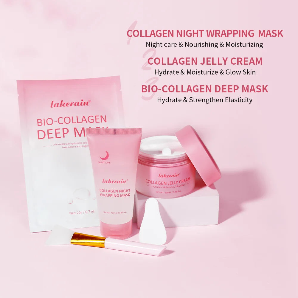 Collagen Skincare Set and Facial Mask Kit for Deep Hydration and Nourishment