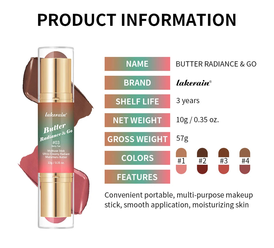 Double Headed Bronzer and Blush Stick for Quick Makeup Routines and Face Contouring
