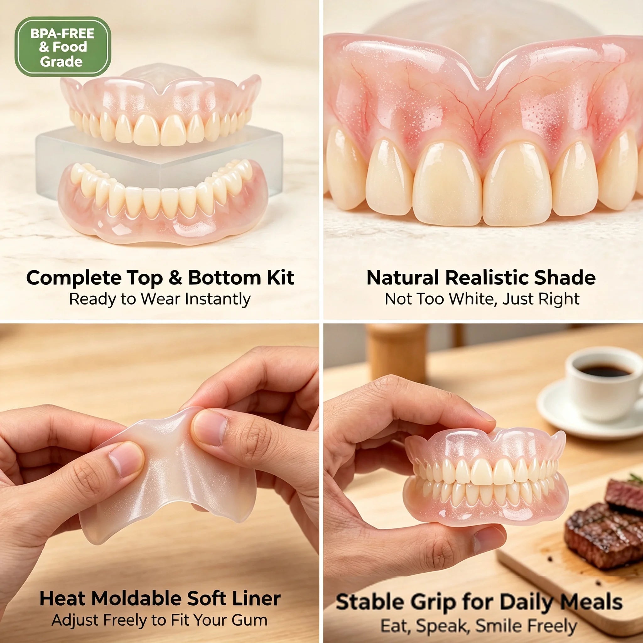 Silicone Dentures and Cosmetic False Teeth for Instant Smile Improvement at Home - 7