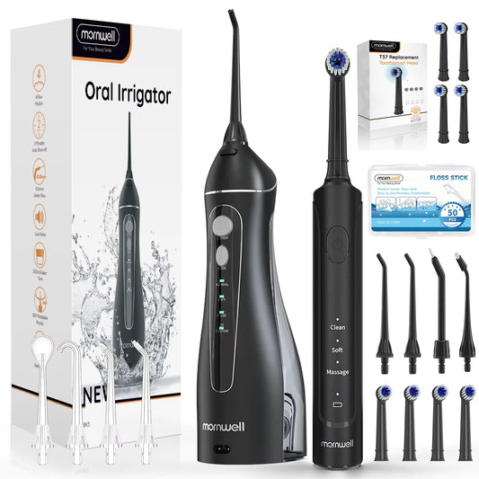 Electric Water Flosser and Toothbrush Set for Deep Oral Hygiene and Cleaning
