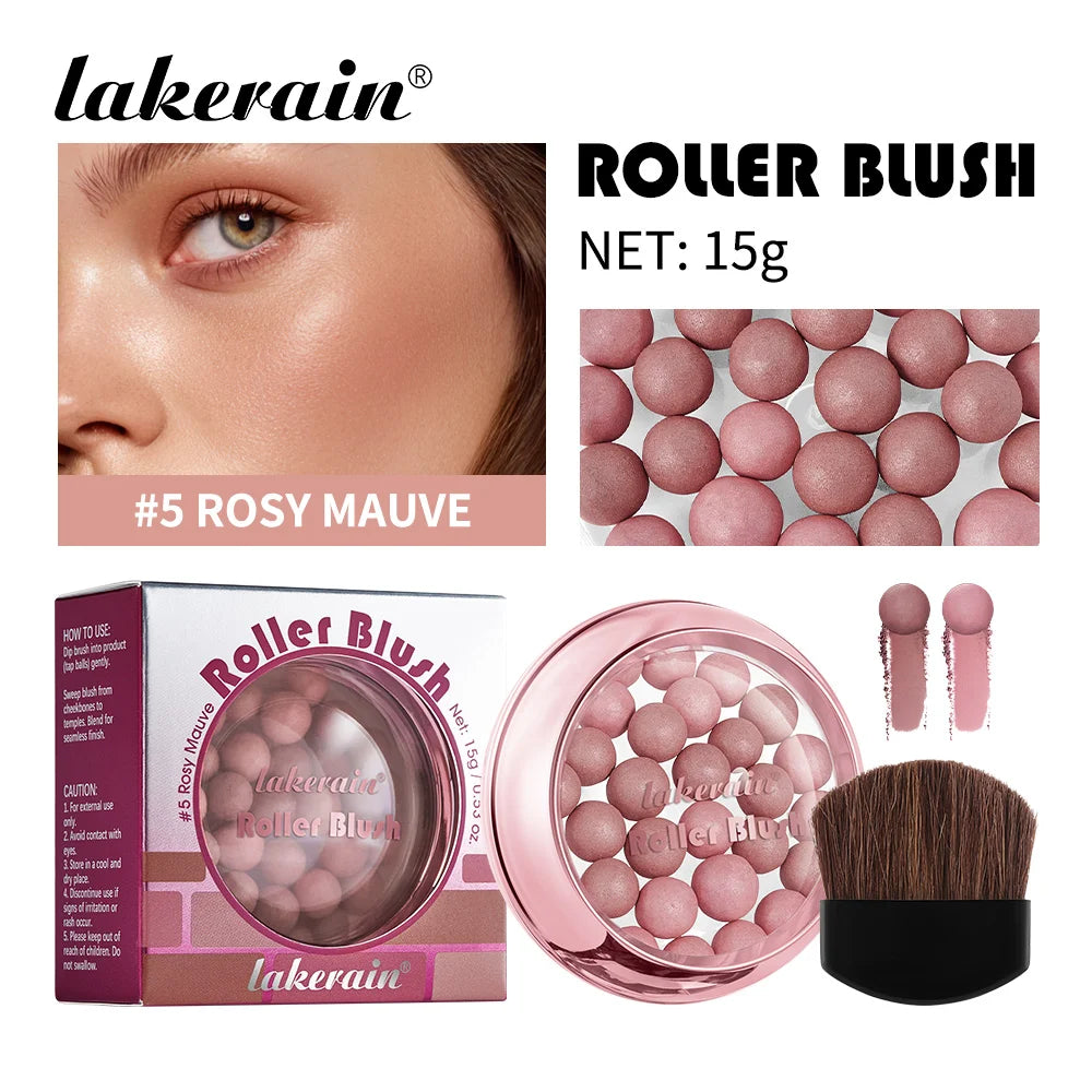 Roller Blush and Shimmer Powder Beads for Natural Glowing Cheek Makeup