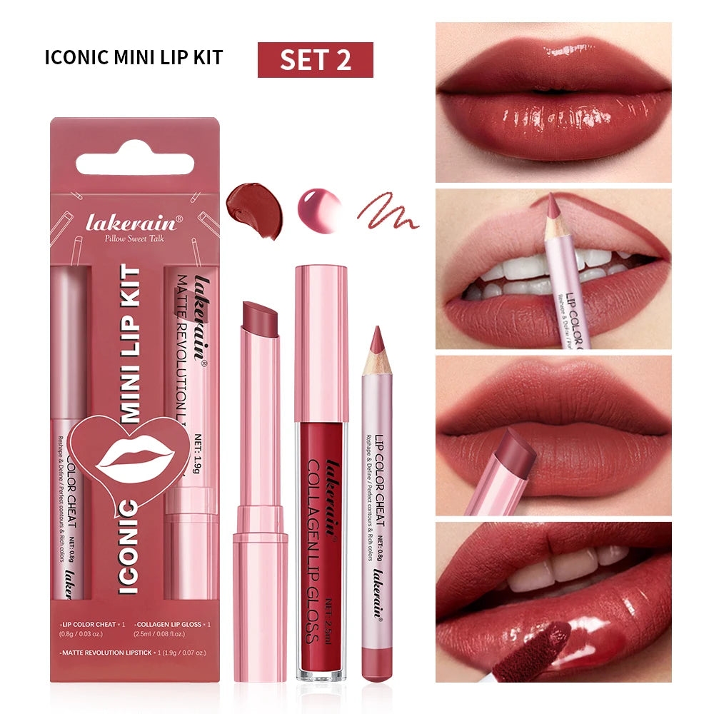 Lip Liner and Lipstick Makeup Set for Perfect Daily and Travel Lip Styling