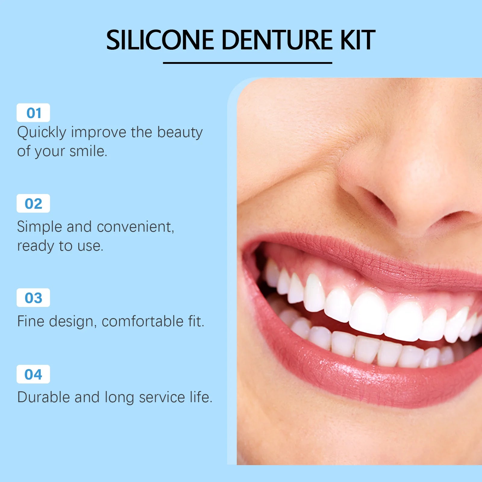 Full Denture Set and Temporary Dental Veneers for Natural Smile and Tooth Restoration - 5