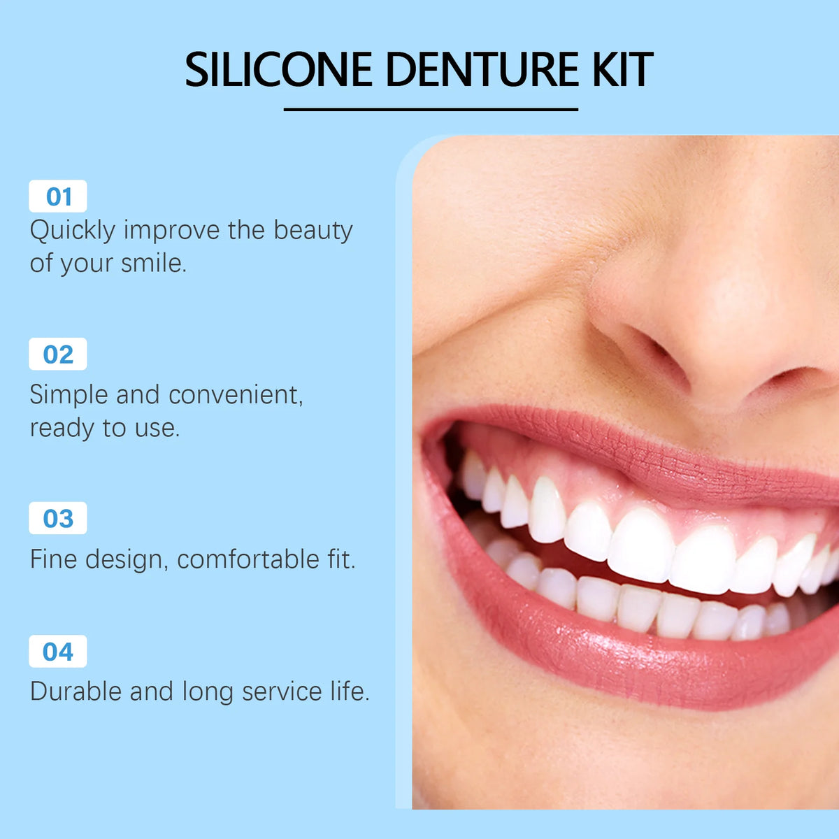 Full Denture Set and Temporary Dental Veneers for Natural Smile and Tooth Restoration