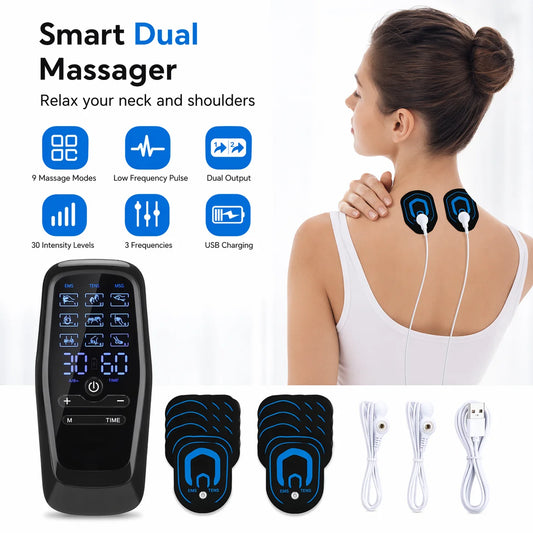 Electric Neck Massager and Body Pulse Stimulator for Muscle Pain Relief at Home