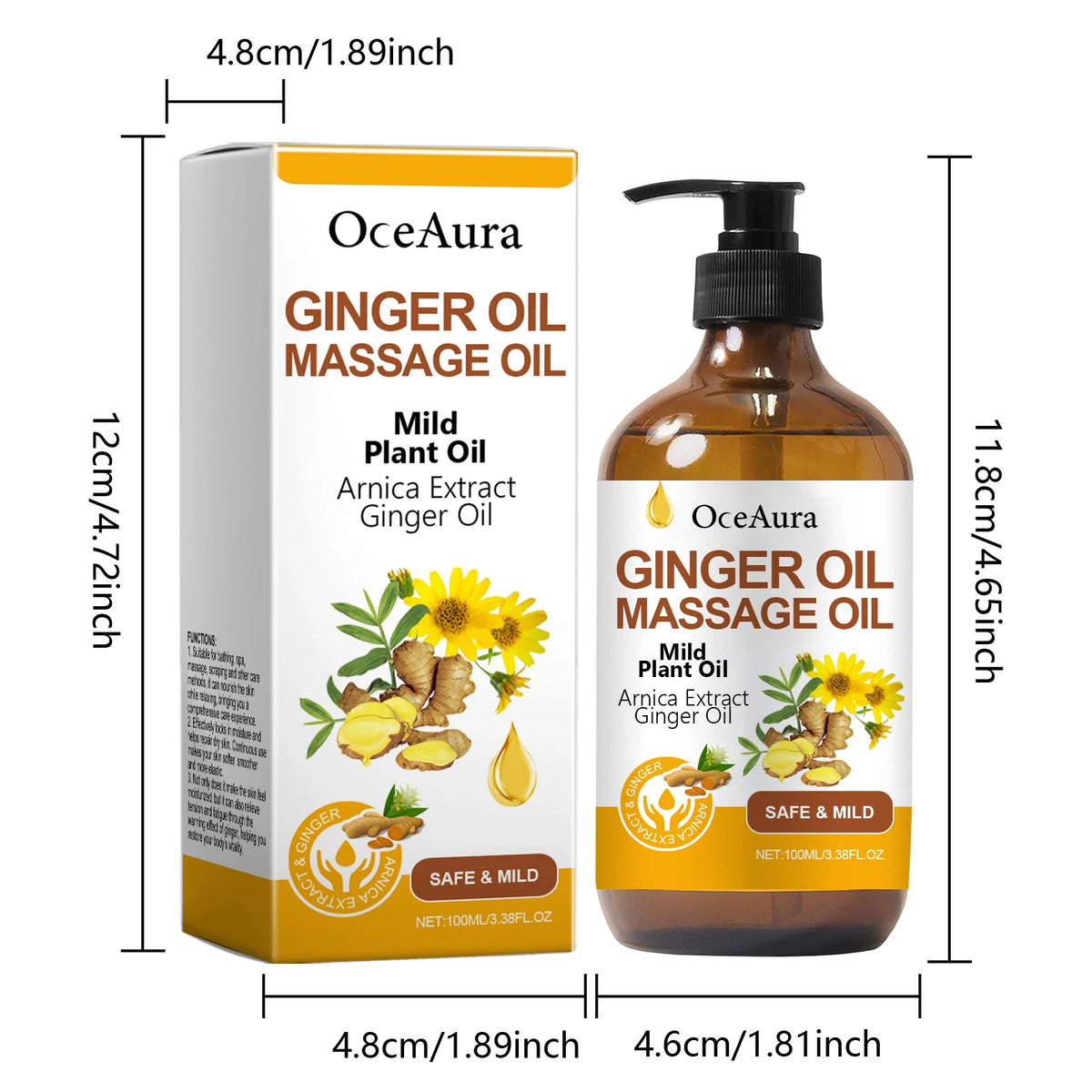 Ginger Massage Oil and Body Relaxing Essential Oil for Skin Nourishing Therapy
