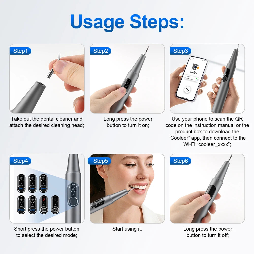 Visual Ultrasonic Dental Scaler and Tooth Tartar Remover for Home Oral Care