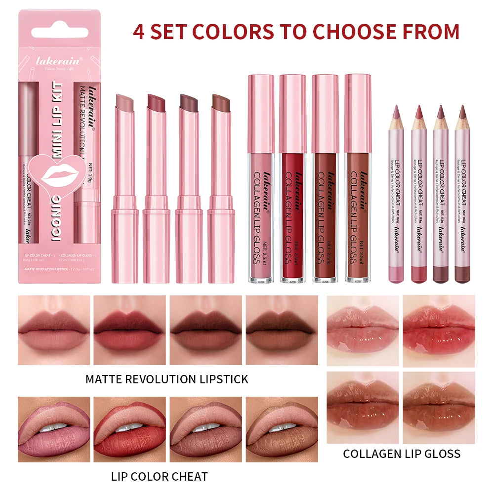 Lip Liner and Lipstick Makeup Set for Perfect Daily and Travel Lip Styling