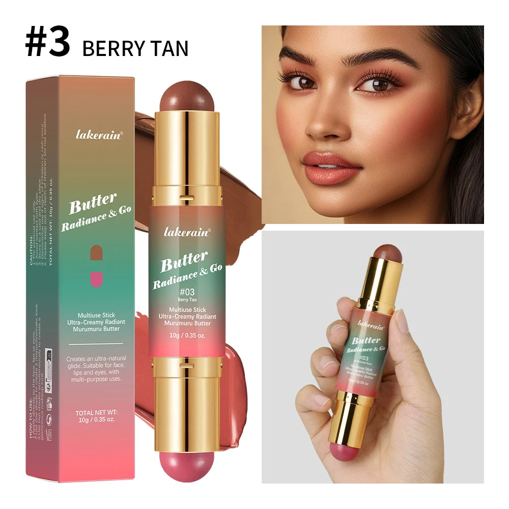 Double Headed Bronzer and Blush Stick for Quick Makeup Routines and Face Contouring - 22
