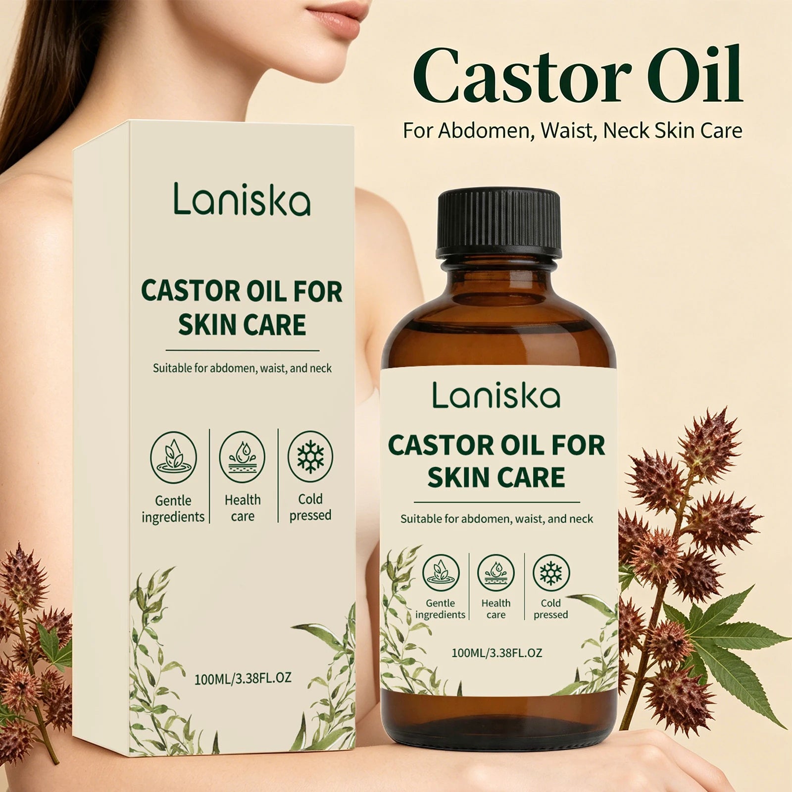 Cold Pressed Castor Oil and Moisturizing Body Care for Dry Skin and Massage - 4