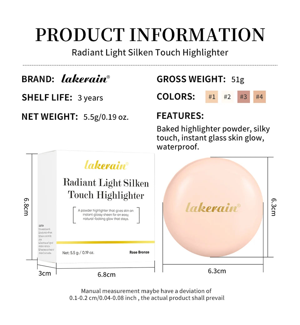 Shimmer Highlighter Powder and Face Illuminator for Glowing Radiant Makeup