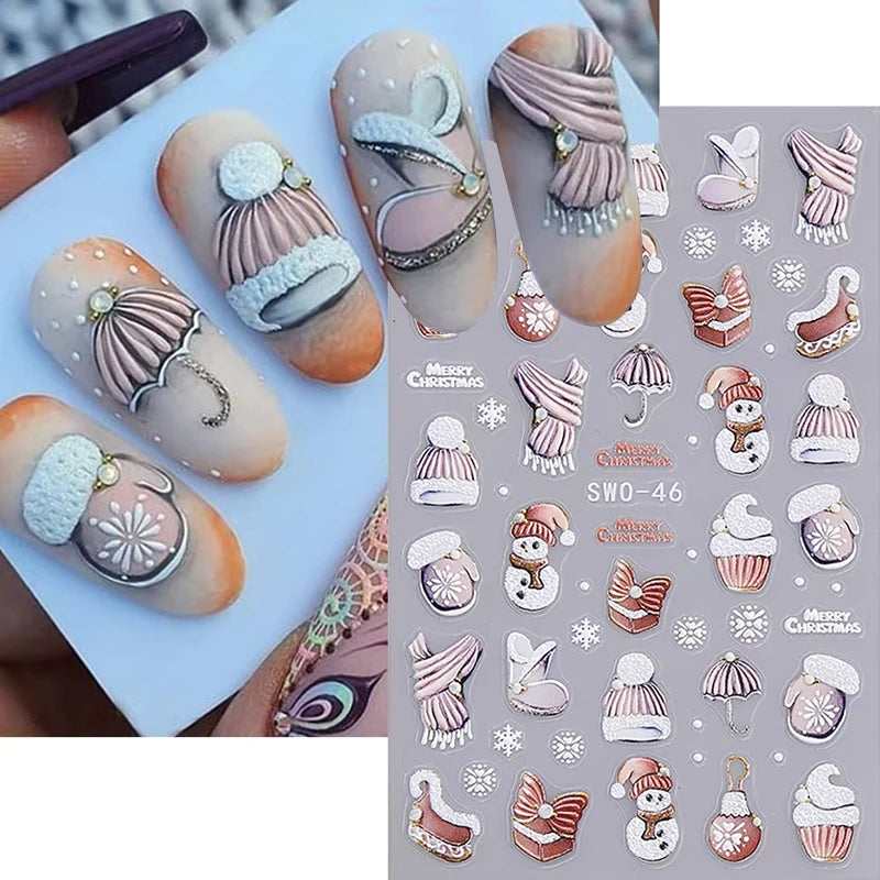 Santa Claus Nail Stickers and Christmas Decals for Winter Holiday Manicure Designs