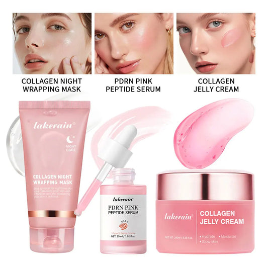 Collagen Skincare Set and Firming Face Mask for Daily Radiance and Deep Hydration