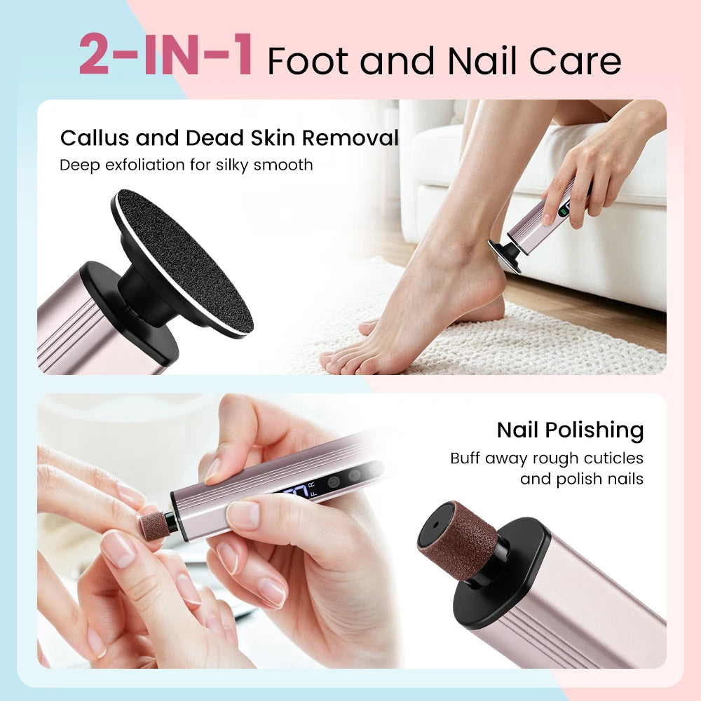 Electric Foot File and Callus Remover for Smooth Heels and Professional Pedicures