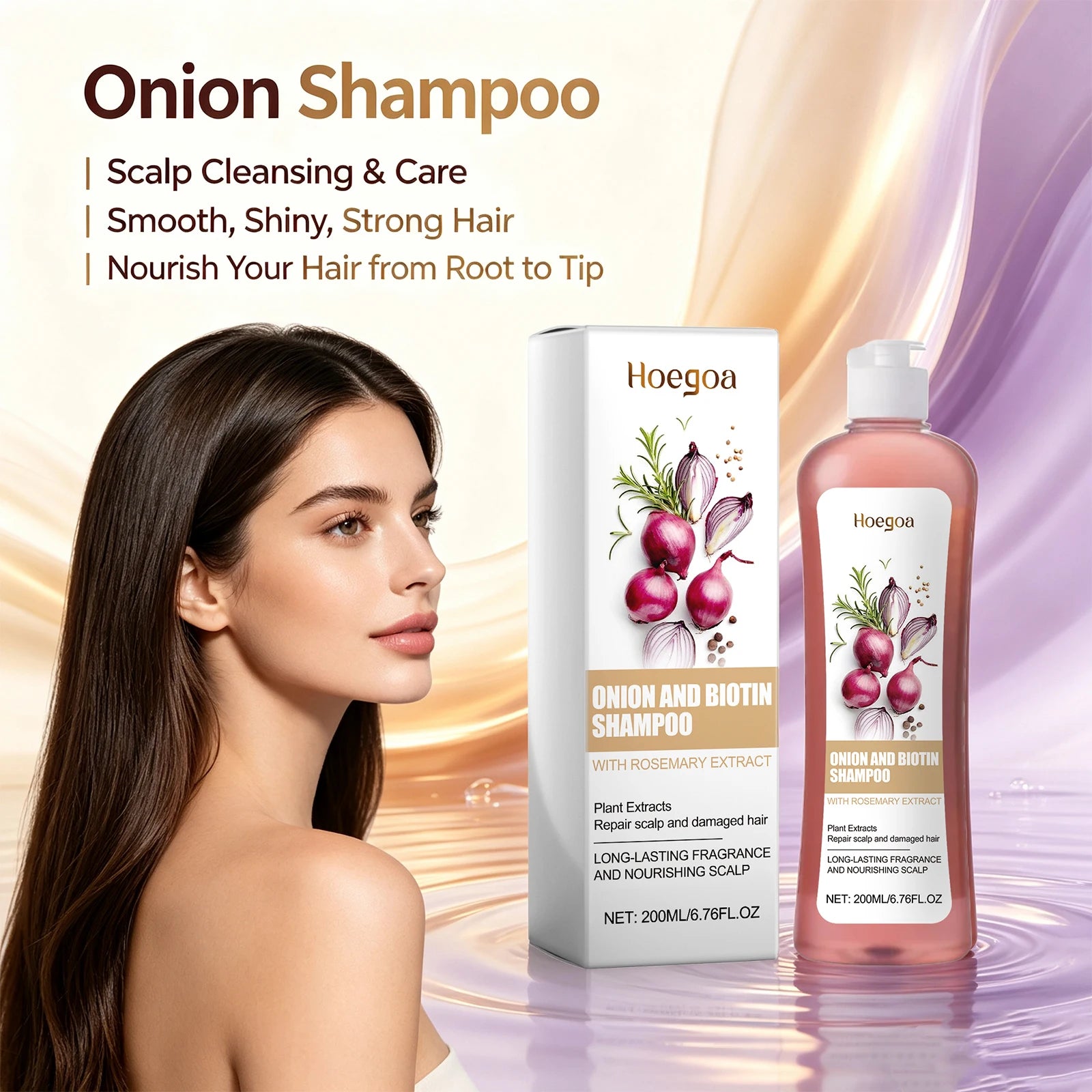 Onion and Biotin Shampoo and Hair Repair Cleanser for Damaged Hair Scalp Care - 1