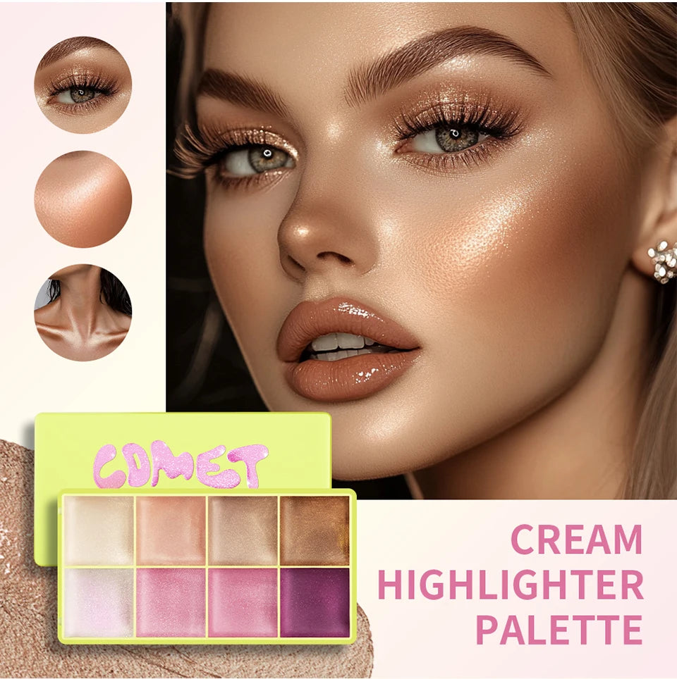 Cream Highlighter Palette and Makeup Blush Set for Professional Sculpting Looks