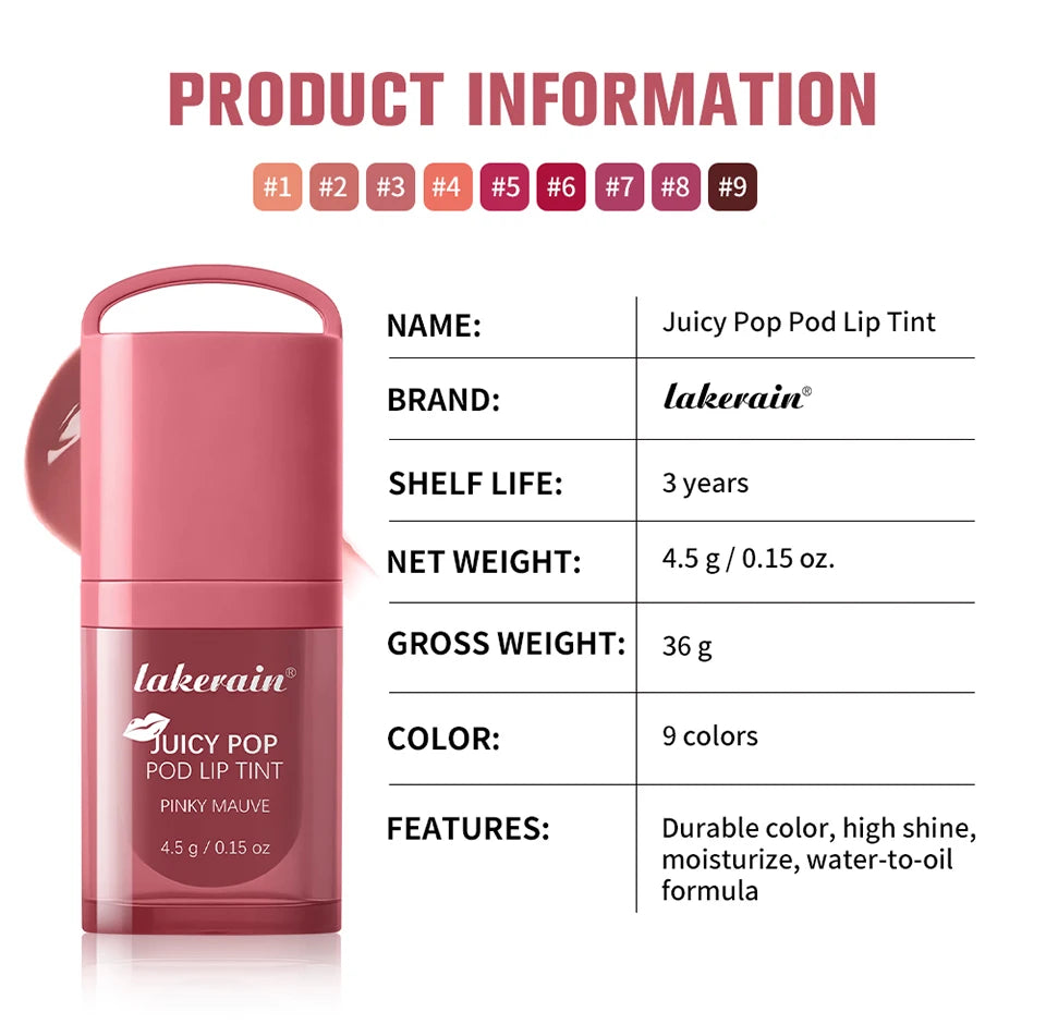 Juicy Pop Pod Lip Tint and Moisturizing Gloss for Daily Hydrating Makeup - 15