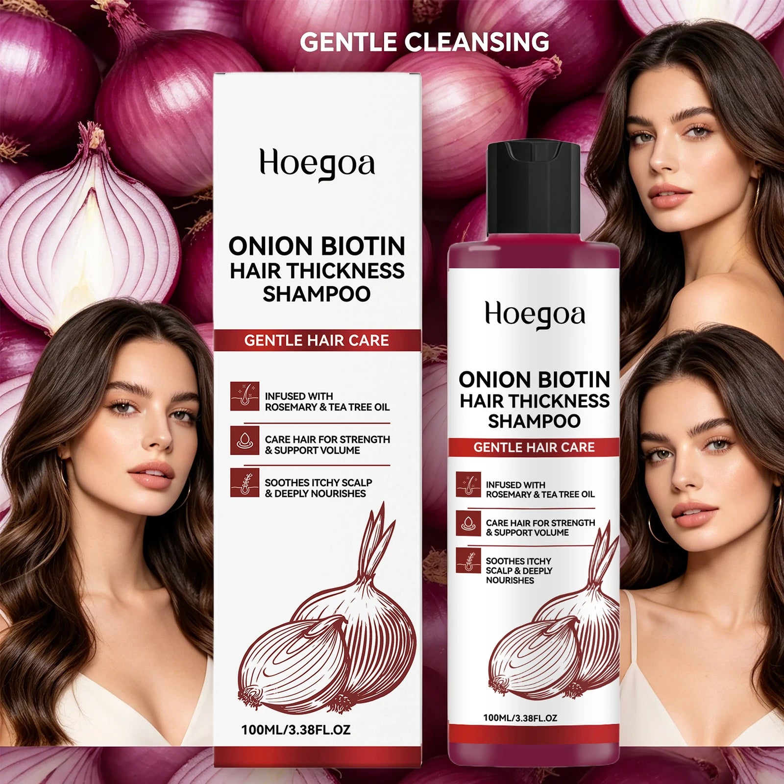Onion Biotin Shampoo and Hair Growth Cleanser for Thicker Looking Voluminous Hair - 12
