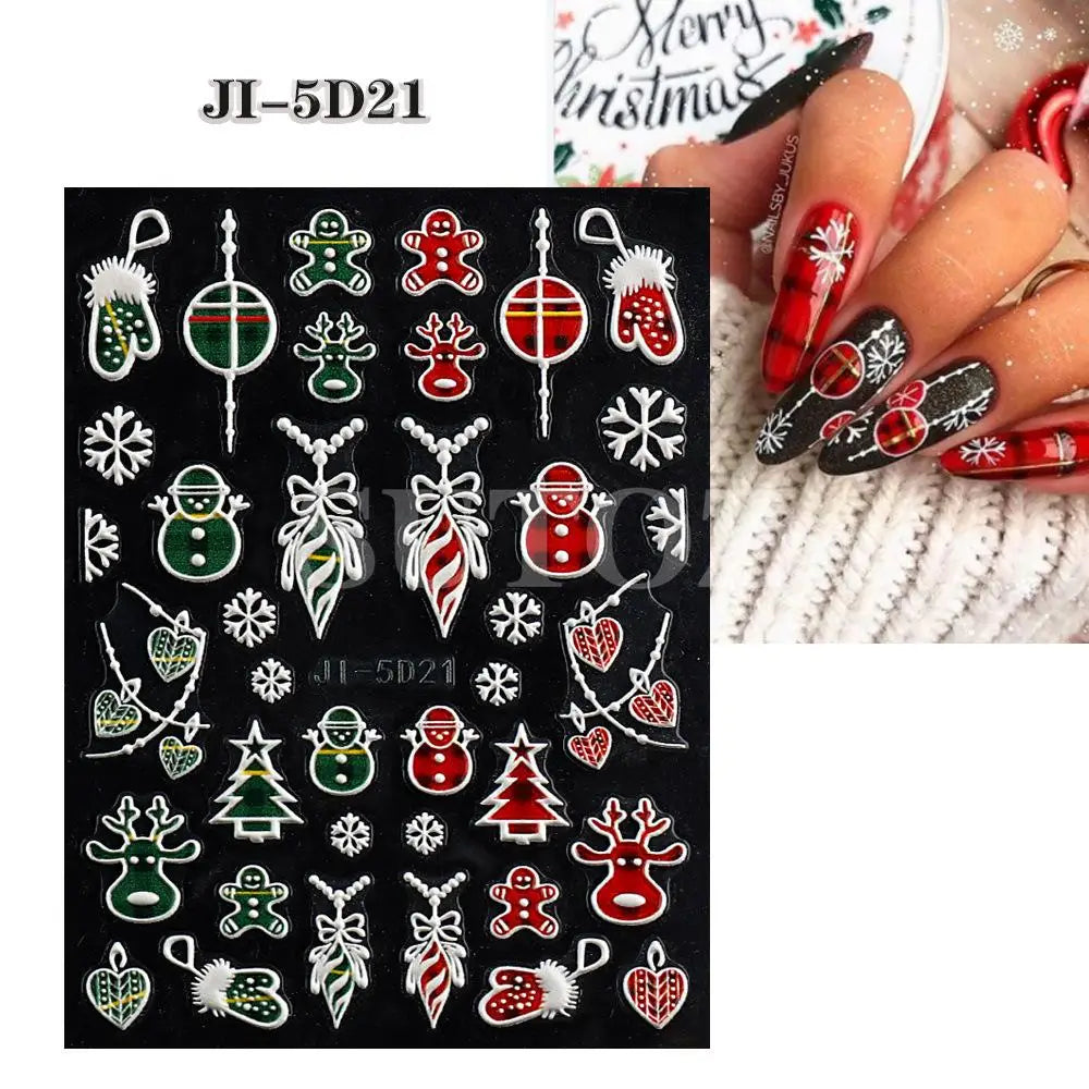 Christmas Nail Stickers and Winter Snowflake Nail Decals for Holiday Art