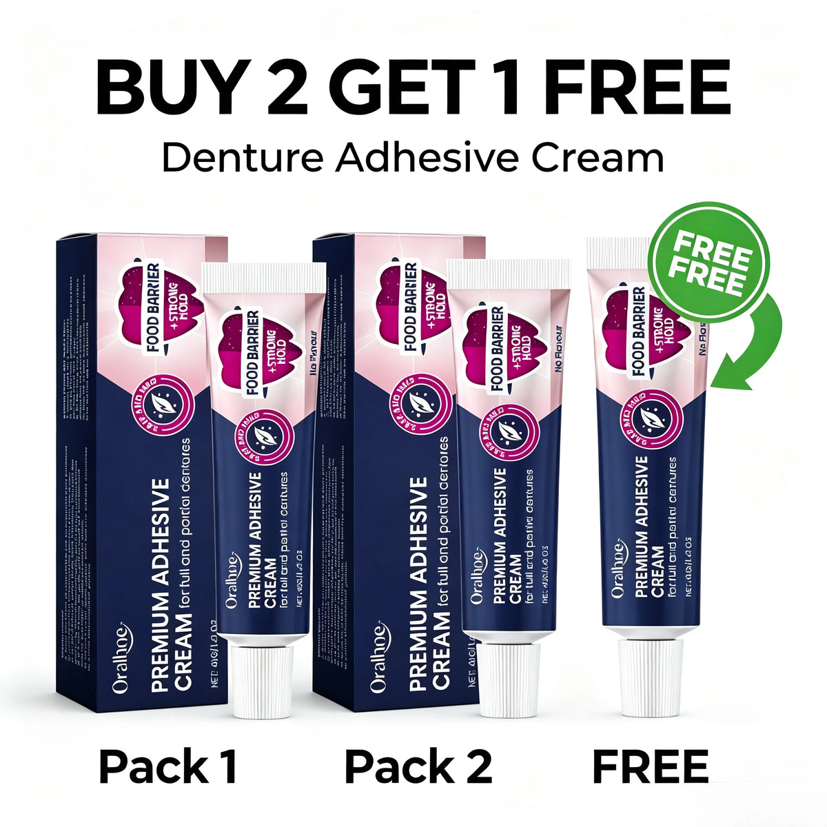 Denture Adhesive Cream and Secure Fix Glue for Full and Partial Denture Wearers