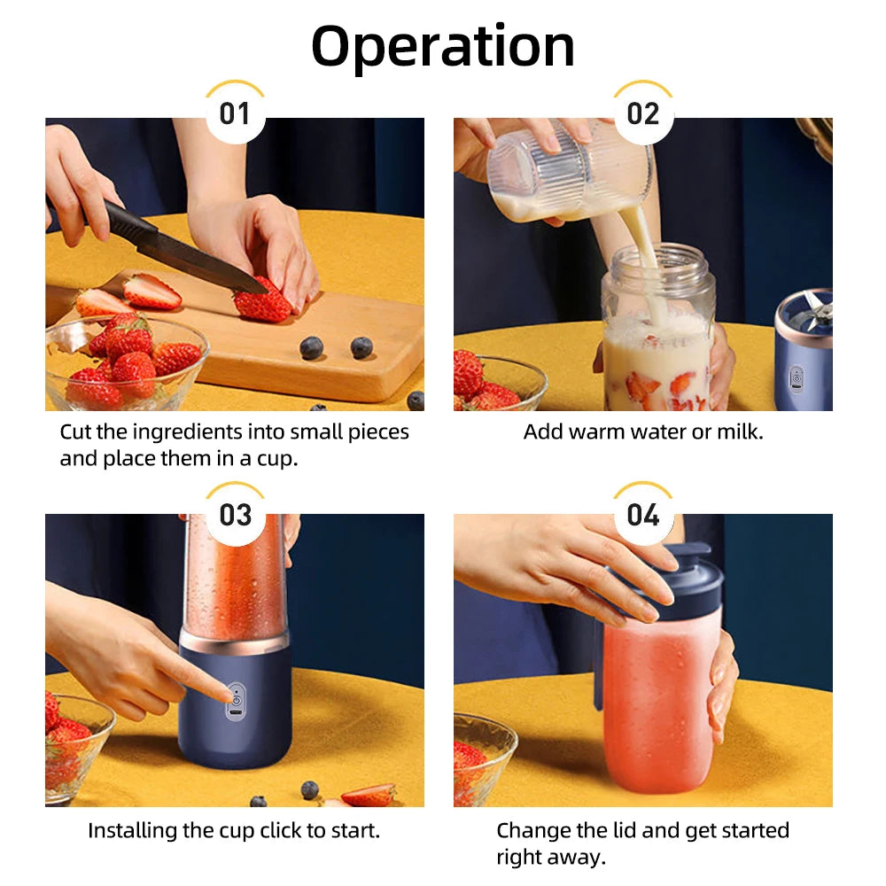 Portable Electric Juicer Cup and Mini Fruit Blender for Healthy Living