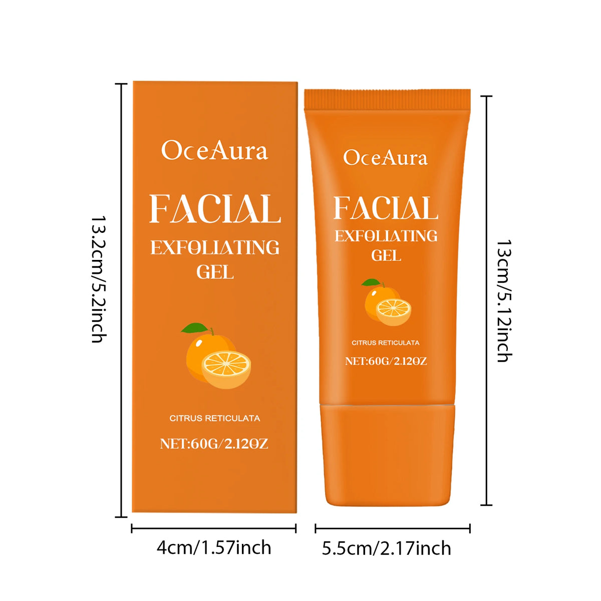 Orange Exfoliating Gel and Facial Scrub Cleanser for Brightening Dull Skin