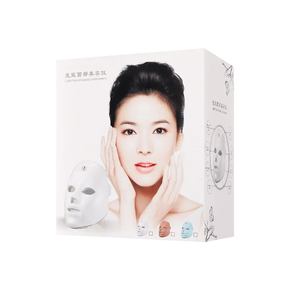 Rechargeable Facial LED Mask and Photon Beauty Device for Skin Rejuvenation at Home