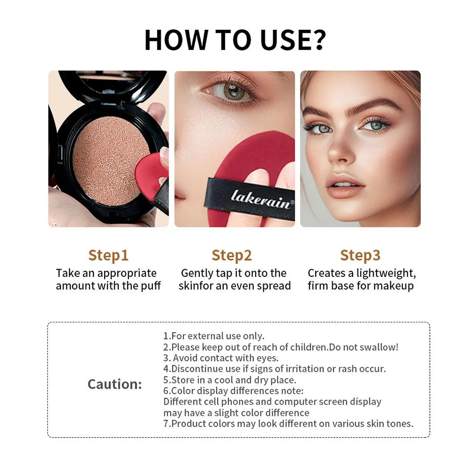 Semi Matte CC Cream Cushion and Long Lasting Foundation for Flawless Face Makeup - 39