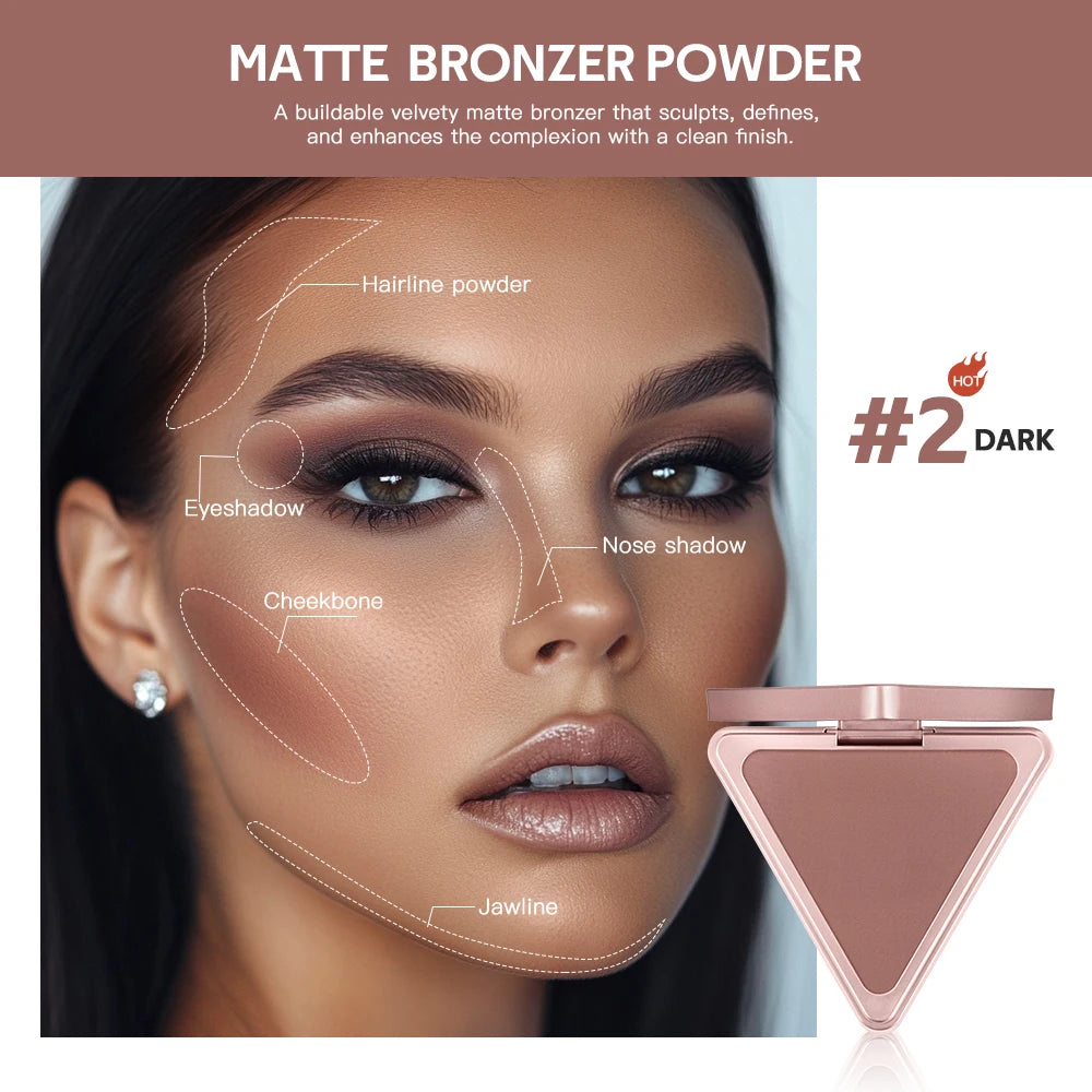 Matte Bronzer and Face Contour Powder for Sculpted Cheeks and Smooth Finish - 23