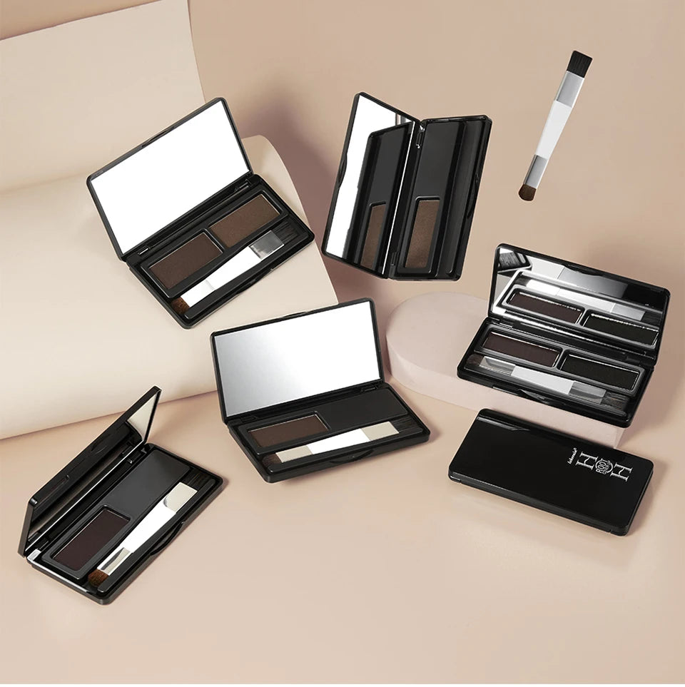 Hair Root Cover Up Powder and Hairline Shadow Palette for Seamless Gray Coverage